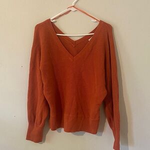 Anthropologie  Women's V-Neck Orange Sweater